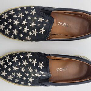 Jimmy Choo Black Flats with Silver Stars